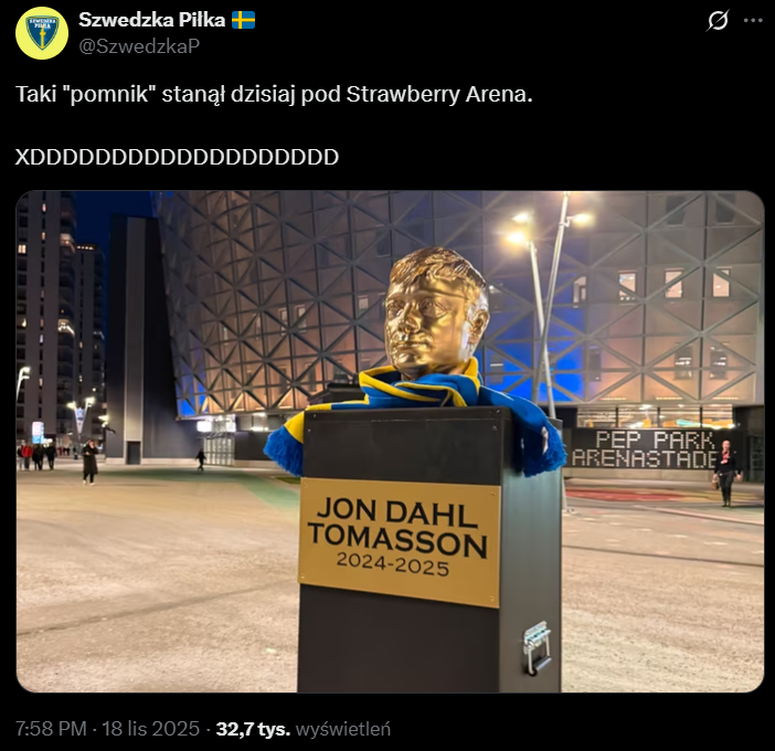 Tak wygląda ''POMNIK'' Jon Dahla Tomassona w Szwecji :D